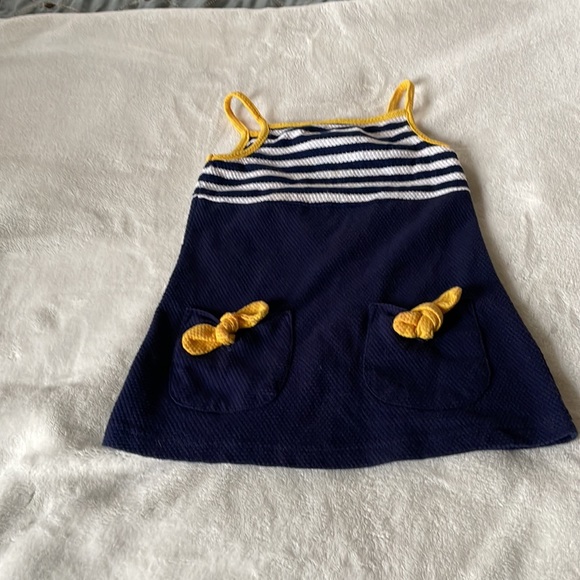 Dress, 3T, blue and white toddler dress, 2 pockets. - Picture 2 of 2